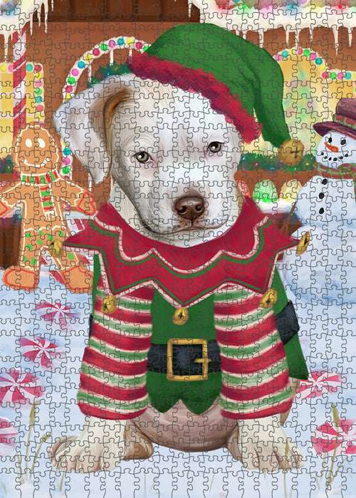 Christmas Gingerbread House Candyfest Pit Bull Dog Puzzle with Photo Tin PUZL94096