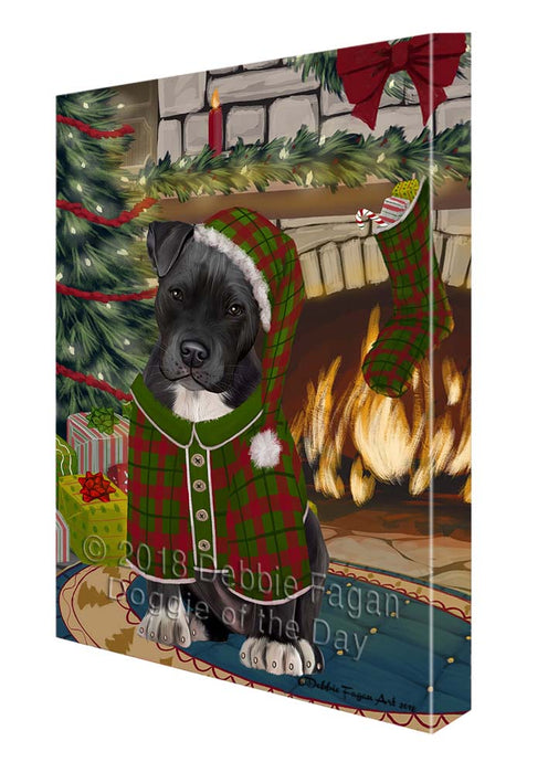 The Stocking was Hung Pit Bull Dog Canvas Print Wall Art Décor CVS119951