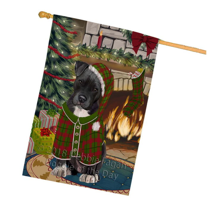 The Stocking was Hung Pit Bull Dog House Flag FLG55987