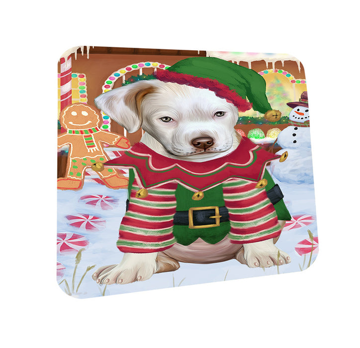 Christmas Gingerbread House Candyfest Pit Bull Dog Coasters Set of 4 CST56432