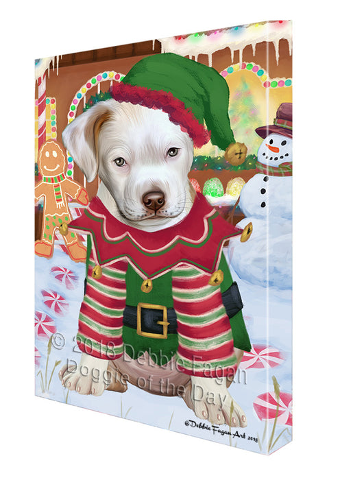 Christmas Gingerbread House Candyfest Pit Bull Dog Canvas Print Wall Art Décor CVS130490