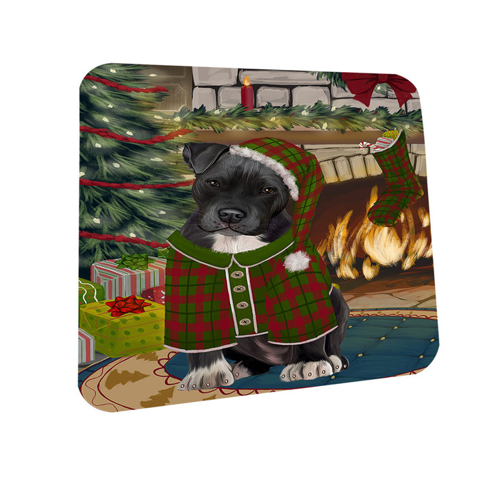 The Stocking was Hung Pit Bull Dog Coasters Set of 4 CST55516