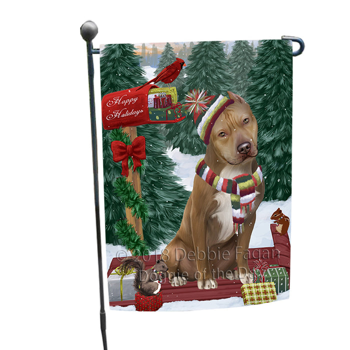 Merry Christmas Woodland Sled Pit Bull Dog Garden Flag GFLG55282