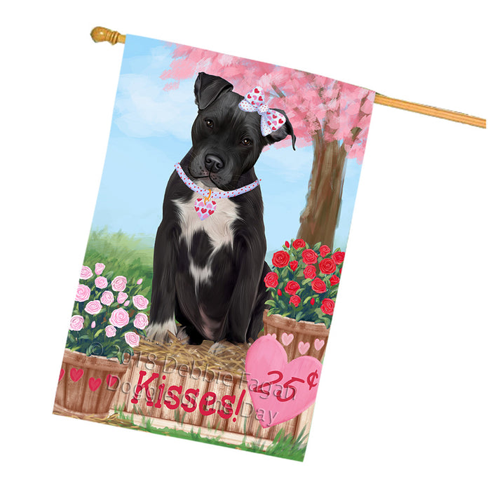Rosie 25 Cent Kisses Pit Bull Dog House Flag FLG57126