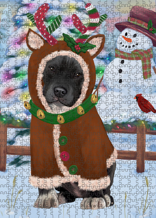 Christmas Gingerbread House Candyfest Pit Bull Dog Puzzle with Photo Tin PUZL94100