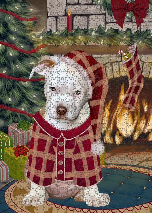 The Stocking was Hung Pit Bull Dog Puzzle with Photo Tin PUZL90440