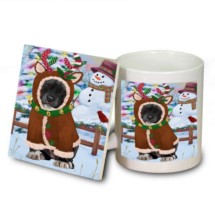 Christmas Gingerbread House Candyfest Pit Bull Dog Mug and Coaster Set MUC56467
