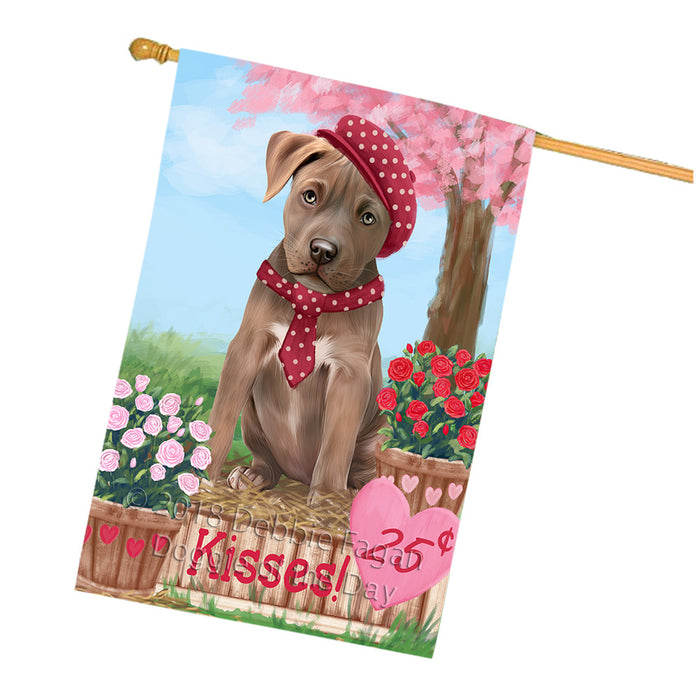 Rosie 25 Cent Kisses Pit Bull Dog House Flag FLG57127