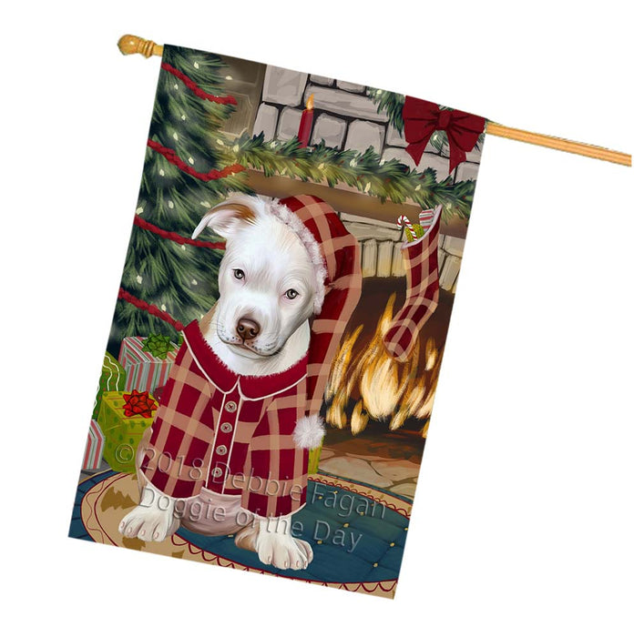 The Stocking was Hung Pit Bull Dog House Flag FLG55988