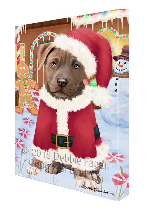Christmas Gingerbread House Candyfest Pit Bull Dog Canvas Print Wall Art Décor CVS130508
