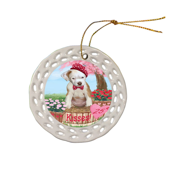 Rosie 25 Cent Kisses Pit Bull Dog Ceramic Doily Ornament DPOR56800
