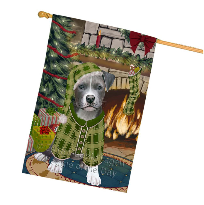 The Stocking was Hung Pit Bull Dog House Flag FLG55989