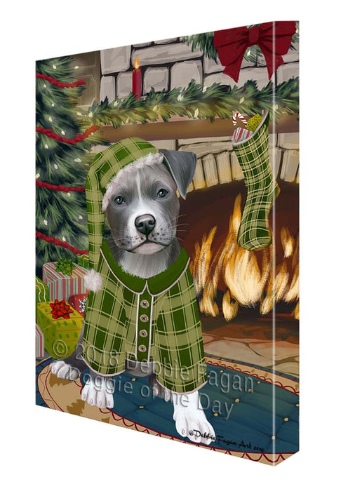 The Stocking was Hung Pit Bull Dog Canvas Print Wall Art Décor CVS119969
