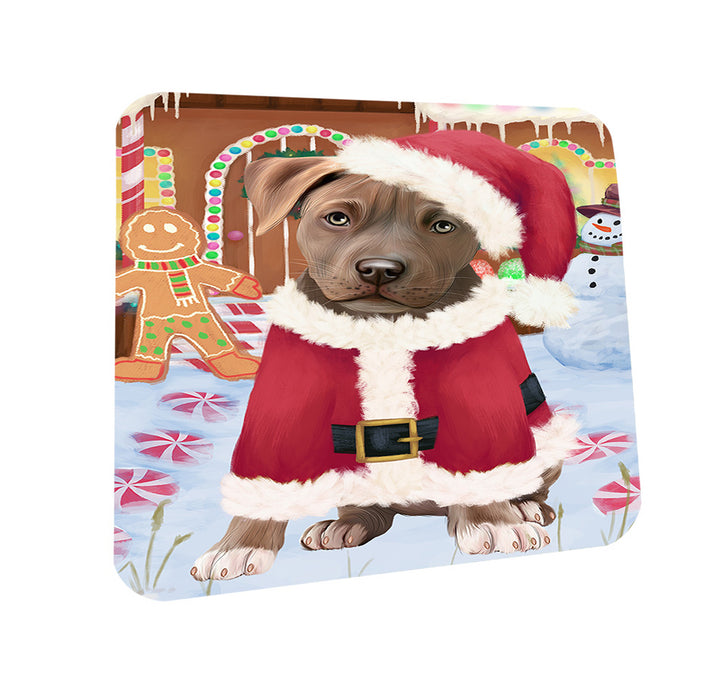 Christmas Gingerbread House Candyfest Pit Bull Dog Coasters Set of 4 CST56434
