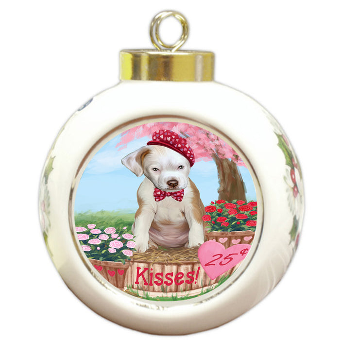 Rosie 25 Cent Kisses Pit Bull Dog Round Ball Christmas Ornament RBPOR56800