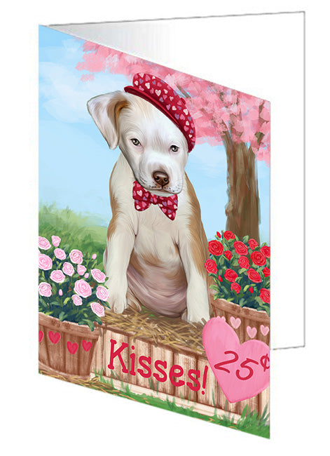 Rosie 25 Cent Kisses Pitbull Dog Handmade Artwork Assorted Pets Greeting Cards and Note Cards with Envelopes for All Occasions and Holiday Seasons GCD73847