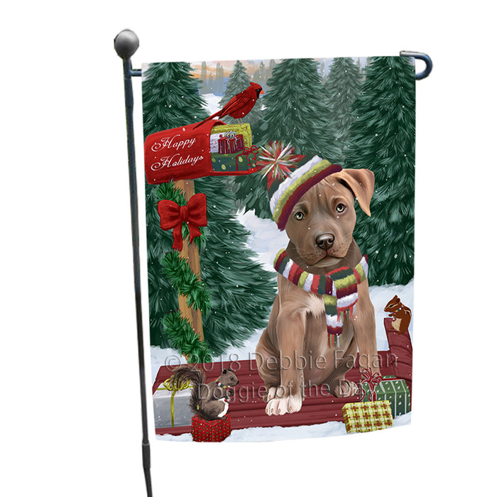 Merry Christmas Woodland Sled Pit Bull Dog Garden Flag GFLG55284