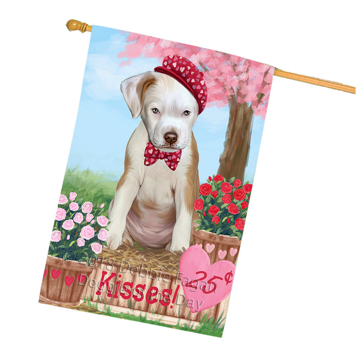 Rosie 25 Cent Kisses Pit Bull Dog House Flag FLG57128