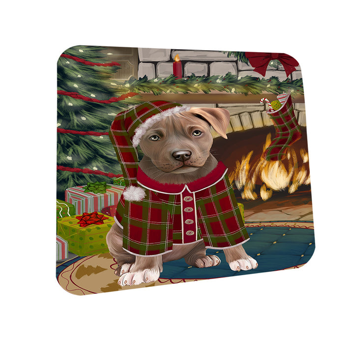 The Stocking was Hung Pit Bull Dog Coasters Set of 4 CST55519