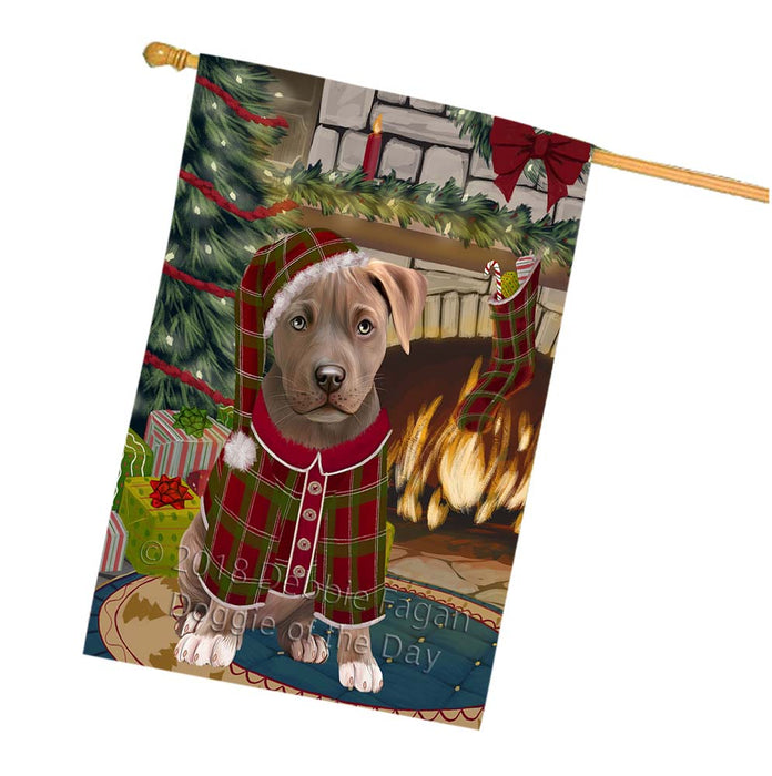 The Stocking was Hung Pit Bull Dog House Flag FLG55990