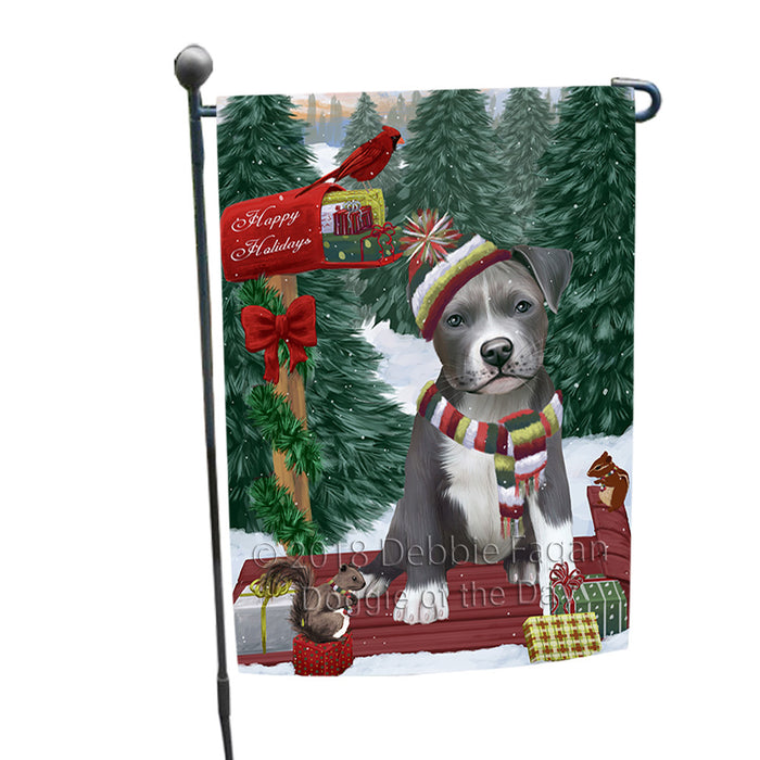 Merry Christmas Woodland Sled Pit Bull Dog Garden Flag GFLG55285