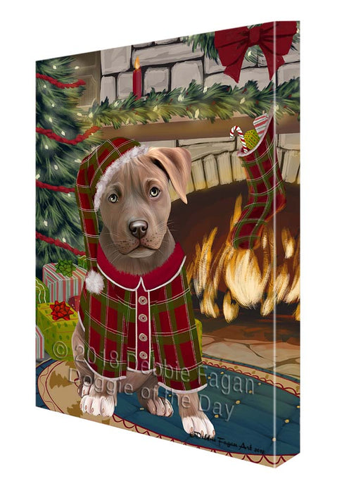 The Stocking was Hung Pit Bull Dog Canvas Print Wall Art Décor CVS119978