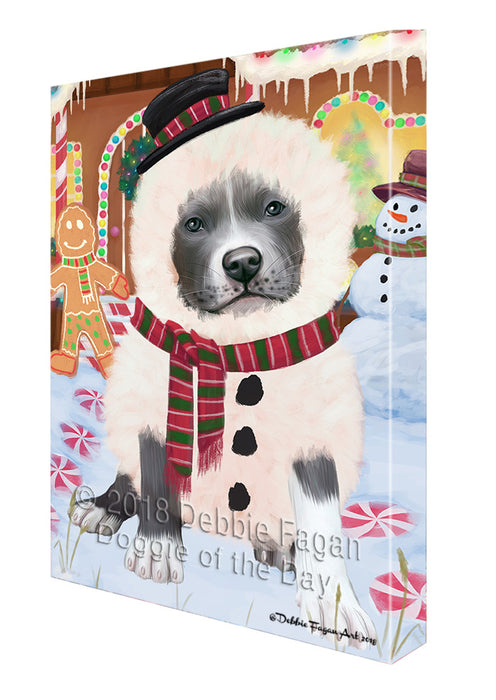 Christmas Gingerbread House Candyfest Pit Bull Dog Canvas Print Wall Art Décor CVS130517