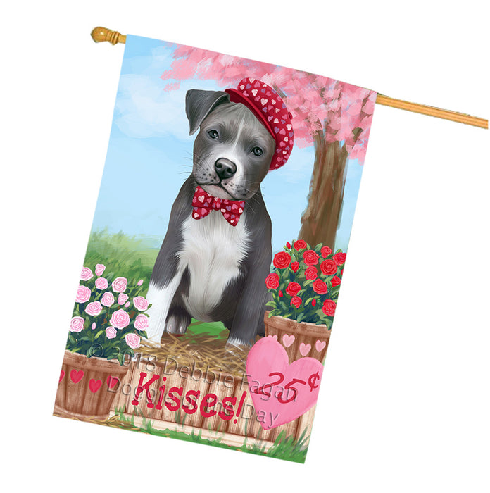 Rosie 25 Cent Kisses Pit Bull Dog House Flag FLG57129