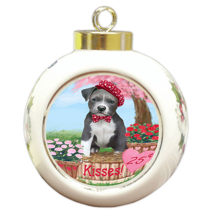 Rosie 25 Cent Kisses Pit Bull Dog Round Ball Christmas Ornament RBPOR56801