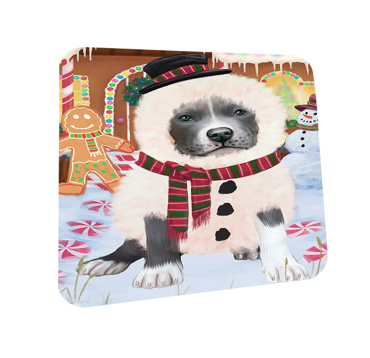Christmas Gingerbread House Candyfest Pit Bull Dog Coasters Set of 4 CST56435