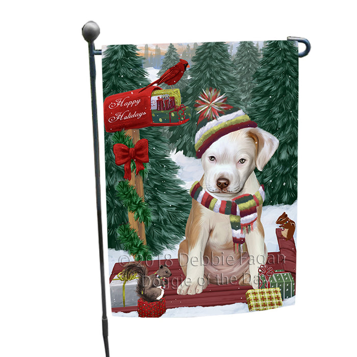 Merry Christmas Woodland Sled Pit Bull Dog Garden Flag GFLG55286