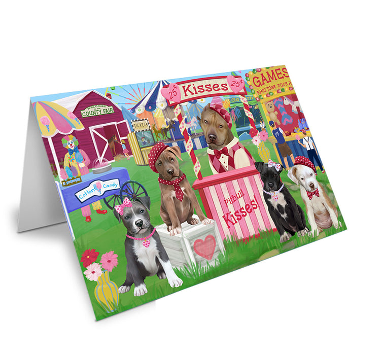 Carnival Kissing Booth Pitbulls Dog Handmade Artwork Assorted Pets Greeting Cards and Note Cards with Envelopes for All Occasions and Holiday Seasons GCD73376