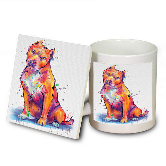 Watercolor Pit Bull Dog Mug and Coaster Set MUC57086