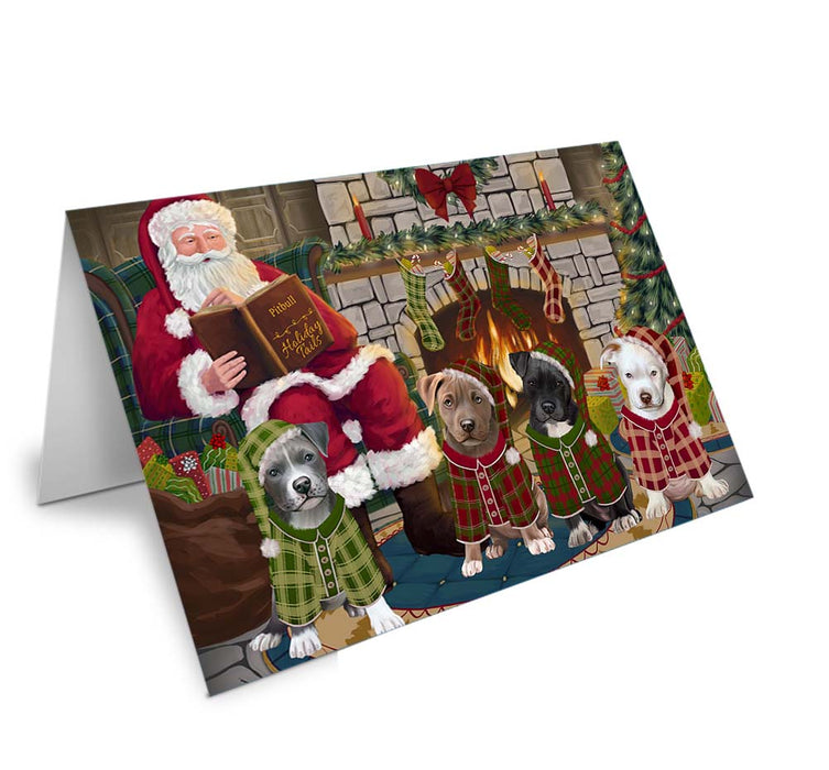 Christmas Cozy Holiday Tails Pitbulls Dog Handmade Artwork Assorted Pets Greeting Cards and Note Cards with Envelopes for All Occasions and Holiday Seasons GCD70640