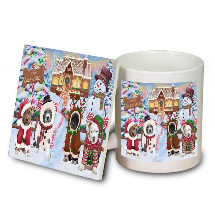 Holiday Gingerbread Cookie Shop Pit Bulls Dog Mug and Coaster Set MUC56501