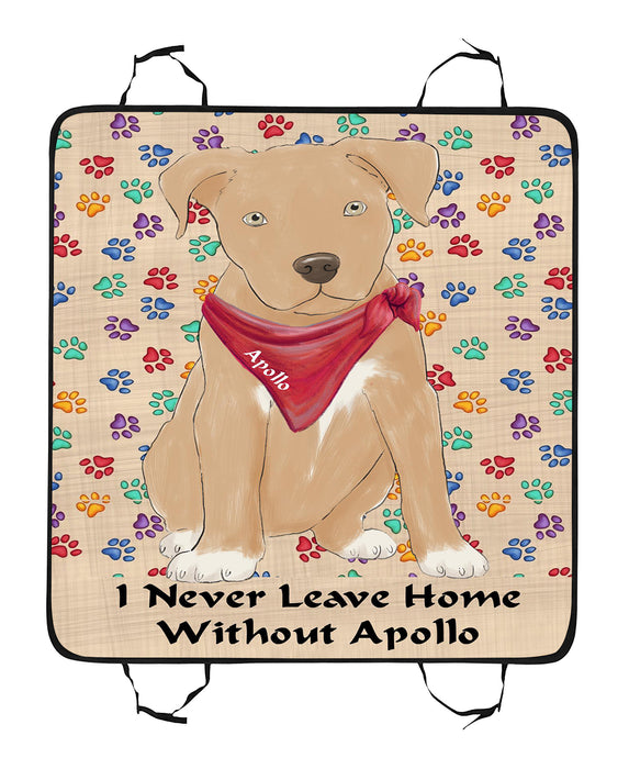 Personalized I Never Leave Home Paw Print Pit Bull Dogs Pet Back Car Seat Cover