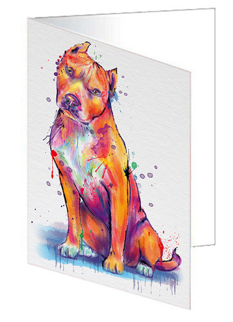 Watercolor Pitbull Dog Handmade Artwork Assorted Pets Greeting Cards and Note Cards with Envelopes for All Occasions and Holiday Seasons GCD76796