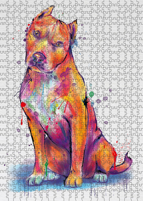 Watercolor Pit Bull Dog Puzzle with Photo Tin PUZL97184