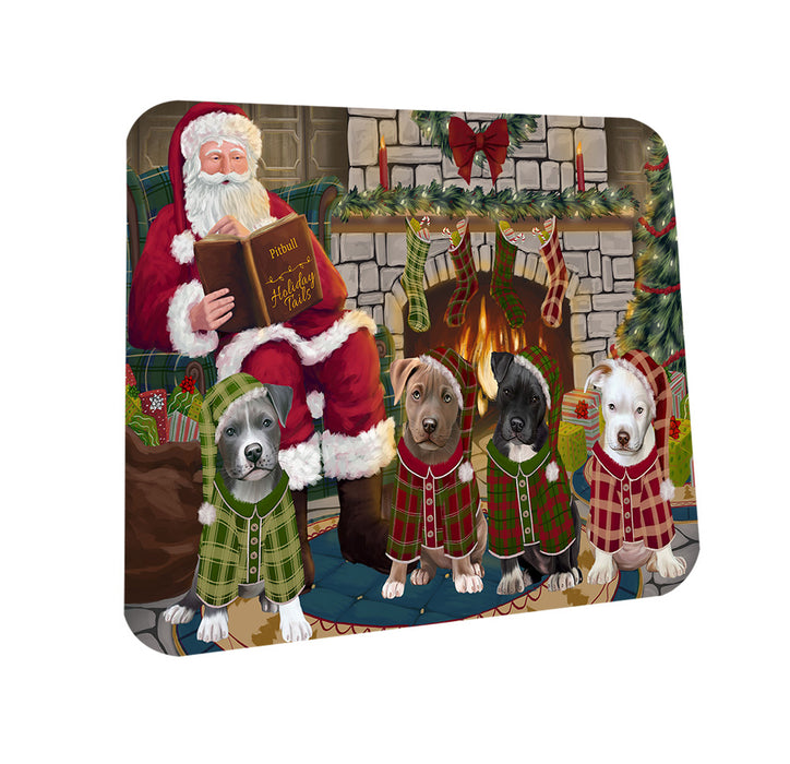 Christmas Cozy Holiday Tails Pit Bulls Dog Coasters Set of 4 CST55333