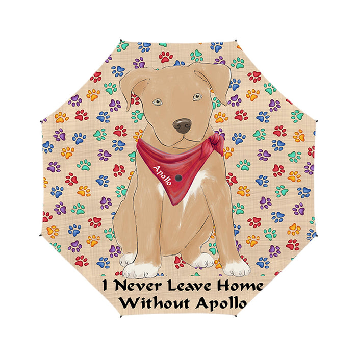 Custom Pet Name Personalized I never Leave Home Pit Bull Dog Semi-Automatic Foldable Umbrella