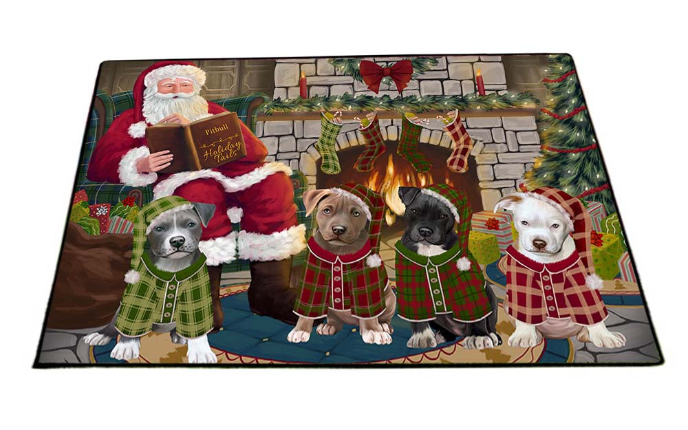 Christmas Cozy Holiday Tails Pit Bulls Dog Floormat FLMS52716