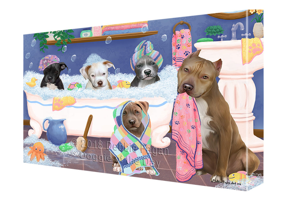 Rub A Dub Dogs In A Tub Pit Bulls Dog Canvas Print Wall Art Décor CVS133496