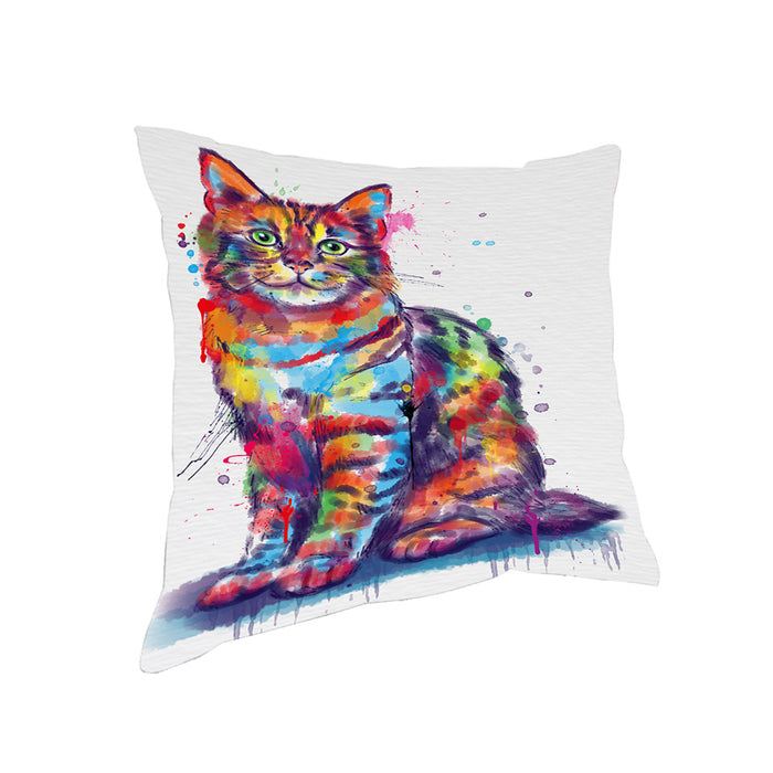 Watercolor Pixie Bob Cat Pillow with Top Quality High-Resolution Images - Ultra Soft Pet Pillows for Sleeping - Reversible & Comfort - Ideal Gift for Dog Lover - Cushion for Sofa Couch Bed - 100% Polyester