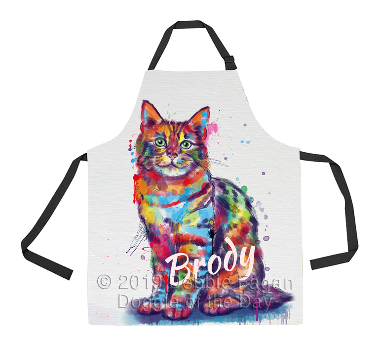 Custom Pet Name Personalized Watercolor Pixie Bob Cat Apron