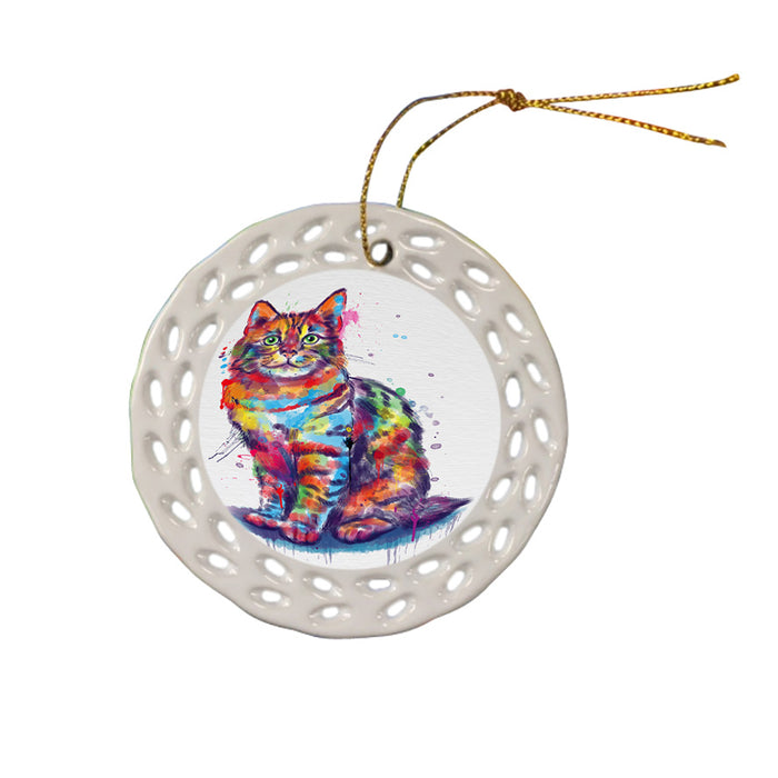 Watercolor Pixie Bob Cat Doily Ornament DPOR58148