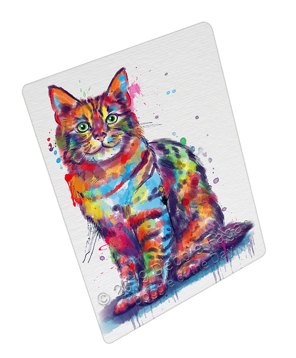 Watercolor Pixie Bob Cat Cutting Board - For Kitchen - Scratch & Stain Resistant - Designed To Stay In Place - Easy To Clean By Hand - Perfect for Chopping Meats, Vegetables