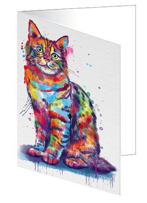 Watercolor Pixie Bob Cat Handmade Artwork Assorted Pets Greeting Cards and Note Cards with Envelopes for All Occasions and Holiday Seasons GCD79118