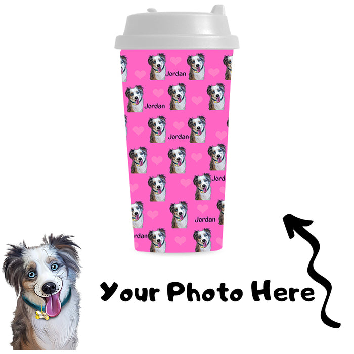 Custom Add Your Photo Here PET Dog Cat Photos on Double Wall Plastic Mug