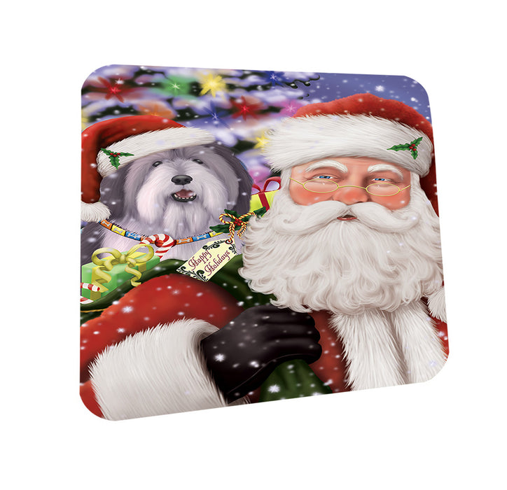 Santa Carrying Polish Lowland Sheepdog and Christmas Presents Coasters Set of 4 CST55474