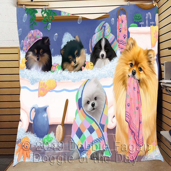 Rub A Dub Dogs In A Tub Pomeranian Dogs Quilt